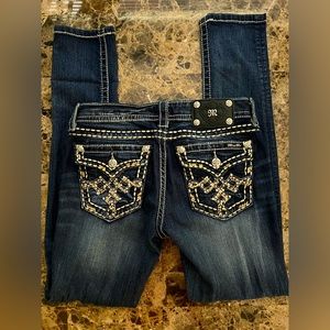 💫Miss Me Women’s Signature Rise Skinny Jeans Gold Stitching Size 28💫 Buckle